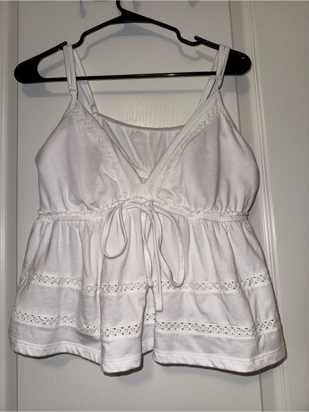 White Eyelet Tie-Front Camisole